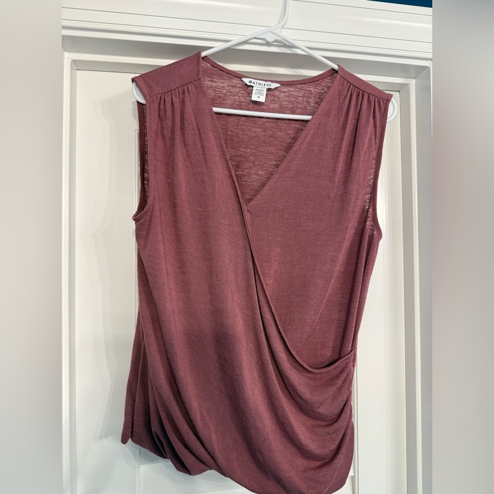 Athleta Pink Sleeveless Wrap Blouse size M